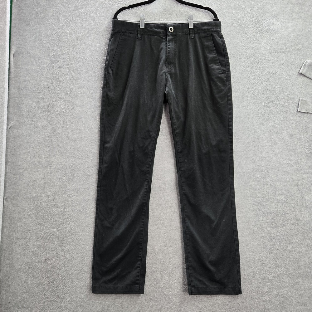 Volcom Men Pants 33 Black Chino Twill 30" Inseam Straight Mid Rise Pockets Adult